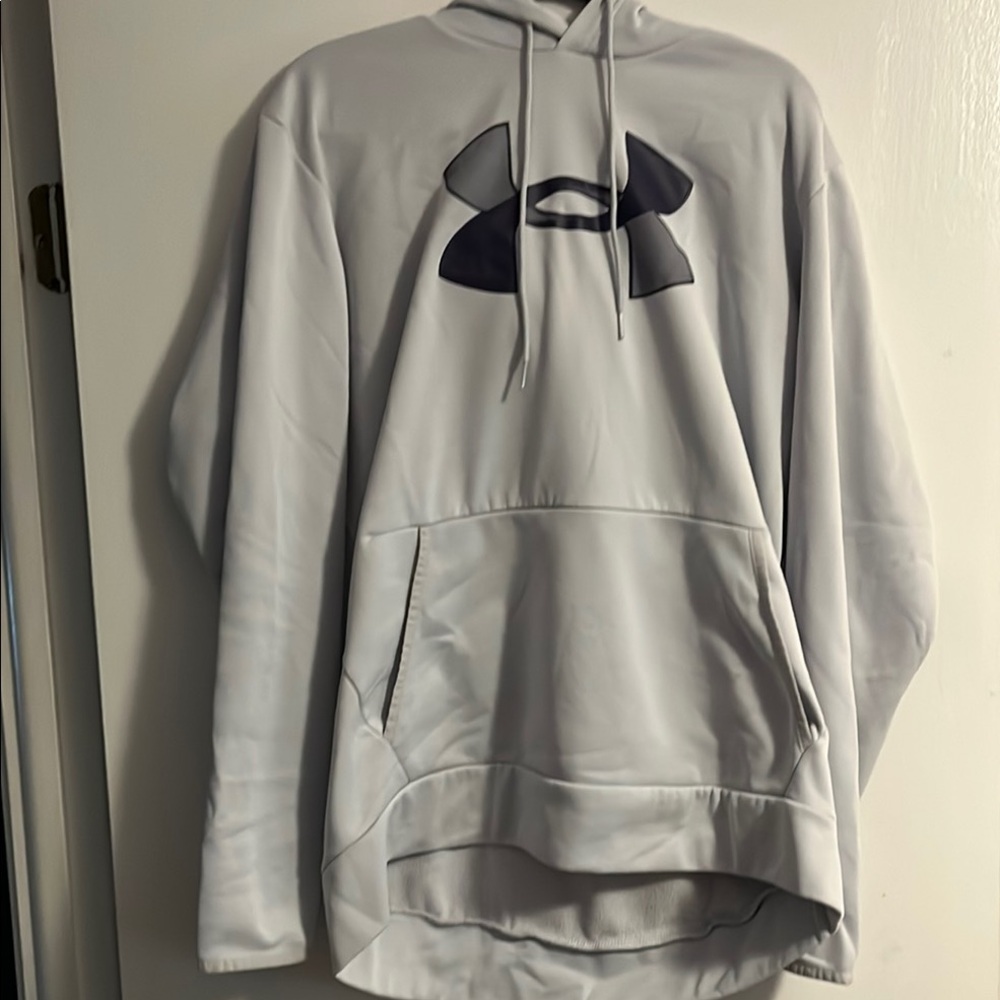 Under Armour Light Gray Hoodie with purple logo